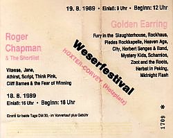 Golden Earring show ticket August 19 1989 Weser Festival Höxter Corvey (Germany)